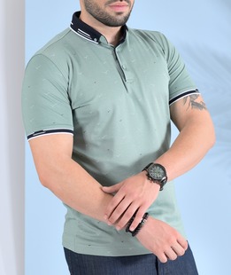 Πόλο T-shirt με birds ανοιχτό πράσινο 