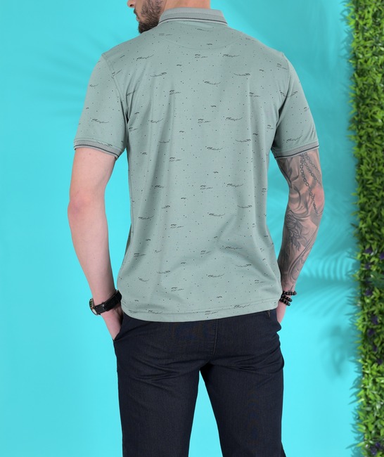 Ανδρικό μπλουζάκι με γιακά χρώμα μέντα 