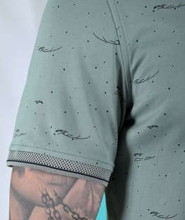 Ανδρικό μπλουζάκι με γιακά χρώμα μέντα 