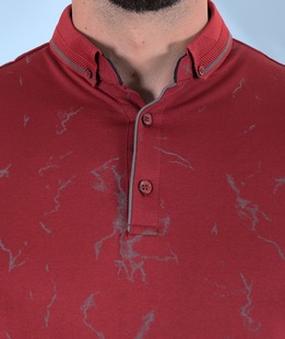 Ανδρικό μπλουζάκι με γιακά χρώμα μπορντό με σχέδιό 