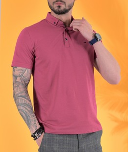 Ανδρικό μπλουζάκι με γιακά σε χρώμα κερασί με λογότυπο