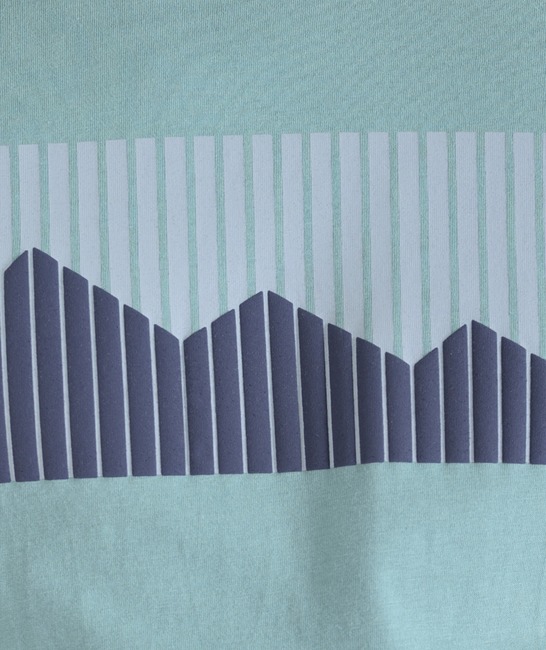 Ανδρικό ανοιχτό πράσινο μπλουζάκι με τρισδιάστατο μπλε βουνό σε γραμμές