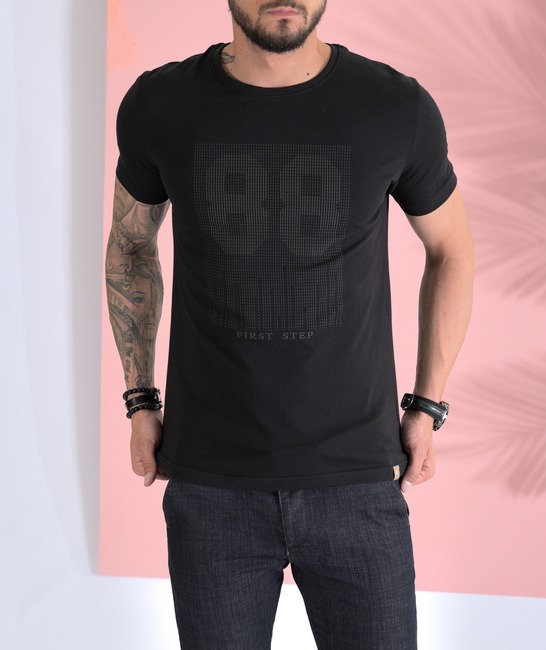Μαύρο ανδρικό T-shirt 3D First Step 88 