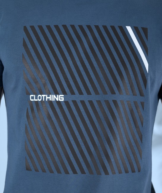 Σκούρο μπλε ανδρικό μπλουζάκι με γραμμές Clothing