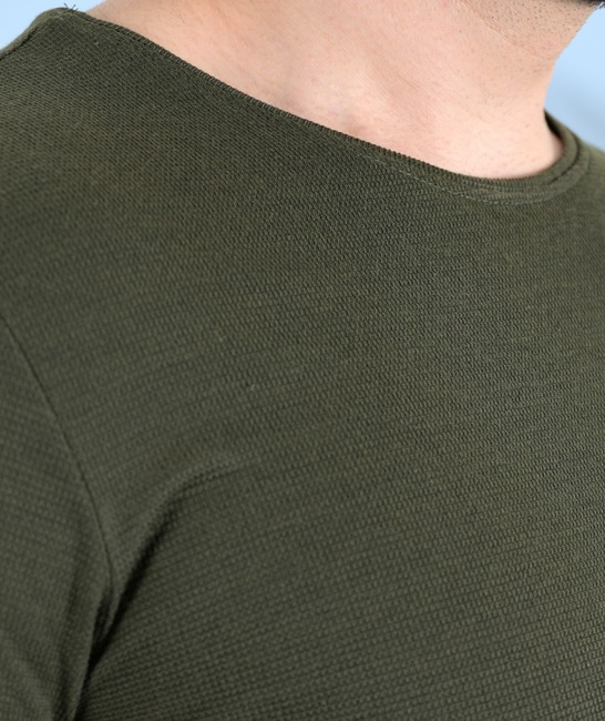 Απλό t-shirt σε ανάγλυφο ύφασμα πράσινο χρώμα