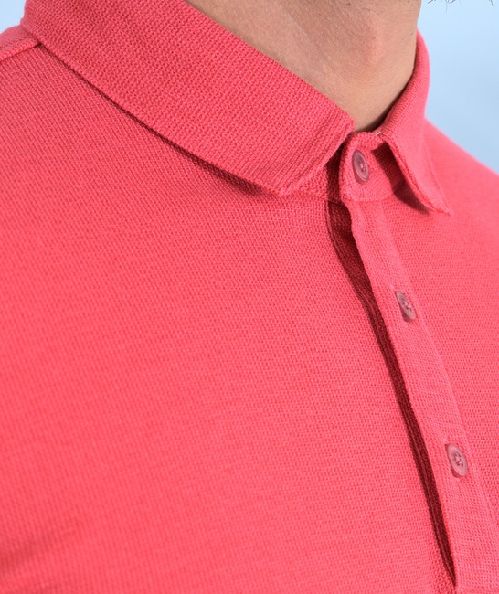Ανδρικό Μπλουζάκι με γιακά χρώμα ρόδι ανάγλυφο ύφασμα 