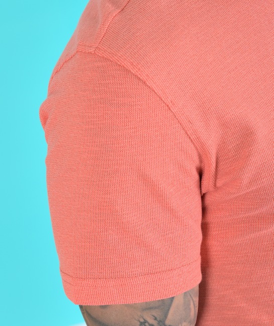 Μπλουζάκι από ανάγλυφο ύφασμα με γιακά χρώμα πορτοκαλί 