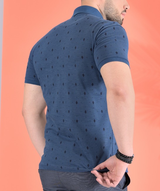 Πόλο μπλουζάκι με ρόμβοι χρώμα indigo