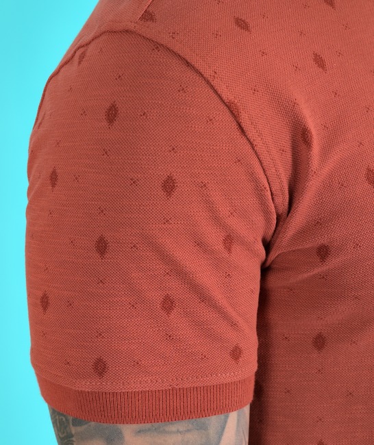 Ανδρικό μπλουζάκι με ρομβοειδές χρώμα πορτοκαλί με γιακά