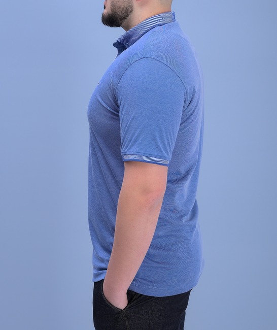 Ανδρικό μπλουζάκι πόλο με γιακά μπλε χρώμα, μεγάλο μέγεθος 