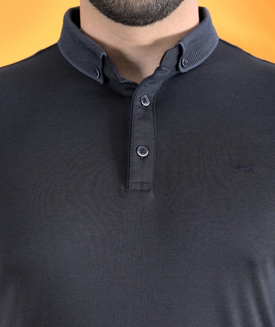 Σκούρο γκρι μπλουζάκι πόλο με κεντημένο λογότυπο