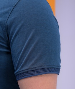 Ανδρικό μπλουζάκι big size  με γιακά γιακά  πετρόλ χρώμα