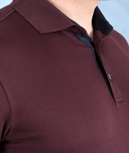 Μπλουζάκι πόλο με τσέπη χρώμα μπορντώ 