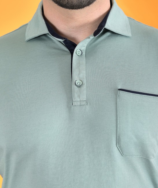 Ανδρικό μπλουζάκι πόλο με τσέπη  ανοιχτό πράσινο