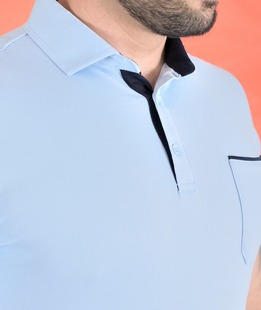 Γαλάζιο κοντομάνικο μπλουζάκι με τσέπης 