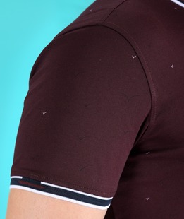 Πόλο μπλουζάκι με birds χρώμα μπορντό 