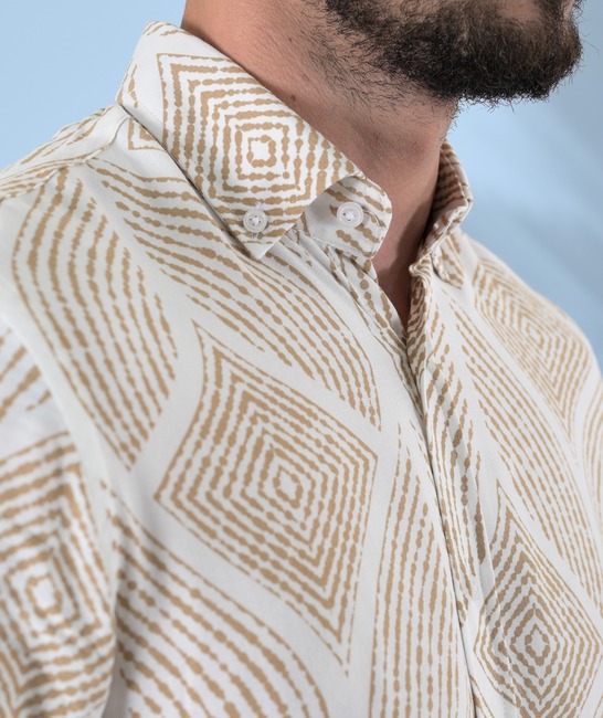 Ανδρικό κοντομάνικο πουκάμισο σε contour rhomboids