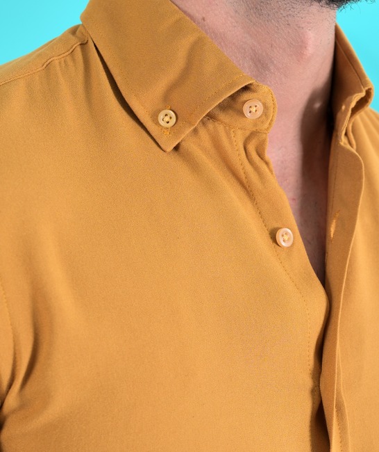 Ανδρικό κοντομάνικο πουκάμισο χρώμα μουσταρδί 