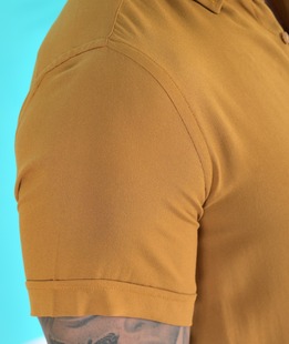 Ανδρικό κοντομάνικο πουκάμισο χρώμα μουσταρδί 