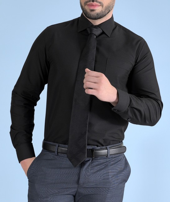 Μαύρο μακρυμάνικο πουκάμισο με τσέπη