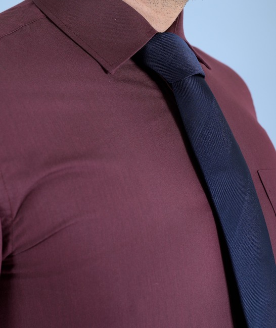 Ανδρικό μακρυμάνικο πουκάμισο  μπορντό με τσέπη