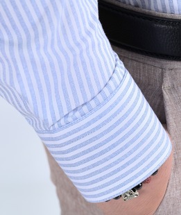 Ανδρικό λευκό πουκάμισο με μπλε ρίγες