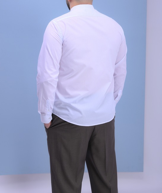 Ανδρικό λευκό επίσημο πουκάμισο σε μεγάλο μέγεθος με τσέπη