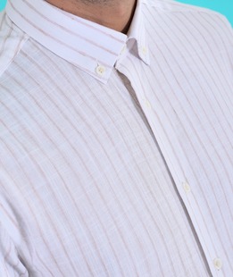 Λινό κομψό πουκάμισο με μικρό λογότυπο σε μπορντό χρώμα