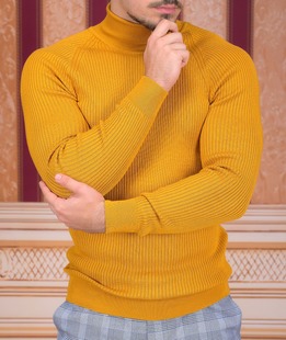 Ανδρικό μπλουζάκι πόλο σε μουσταρδί χρώμα