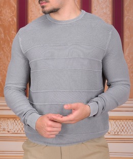 Ανοιχτό γκρι βαμβακερό πουλόβερ