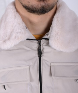 Μπεζ κομψό ανδρικό χειμωνιάτικο μπουφάν 