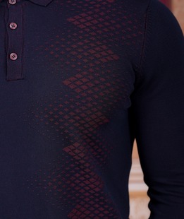 Μπλε Navy κομψό ανδρικό πουλόβερ με γιακά