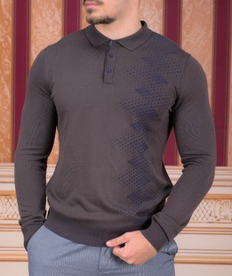 Ανδρικό Καφέ Κομψό Πουλόβερ με Γιακά