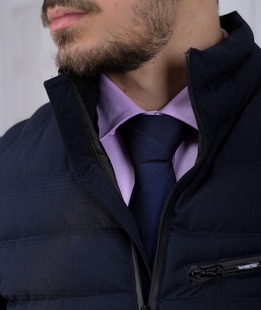 Ανδρικό χειμωνιάτικο μπουφάν με βάτα σιλικόνης σε σκούρο μπλε