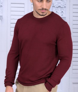 Ανδρικό πουλόβερ με ρόμβους σε μπορντώ χρώμα