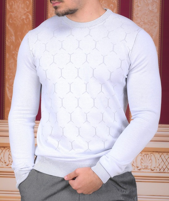 Φίνο ανδρικό γκρι λευκό πουλόβερ