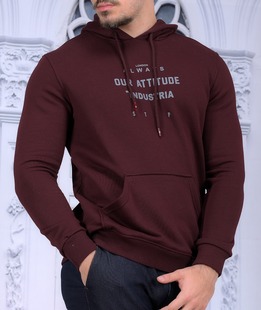 Ανδρικό μπορντό φούτερ με στάμπα