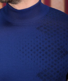 Πολυτελές ανδρικό μάλλινο μπλε πουλόβερ