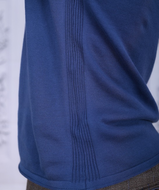 Ανδρικό βαμβακερό πουλόβερ σκούρο μπλε