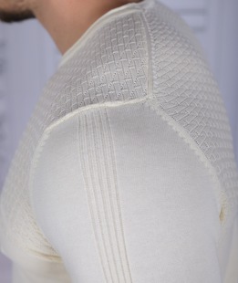 Ανδρικό βαμβακερό πουλόβερ χρώμα εκρού