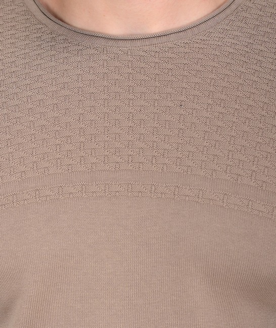 Ανδρικό βαμβακερό πουλόβερ χρώμα καφέ