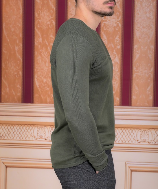 Ανδρικό βαμβακερό πουλόβερ πράσινο χρώμα 