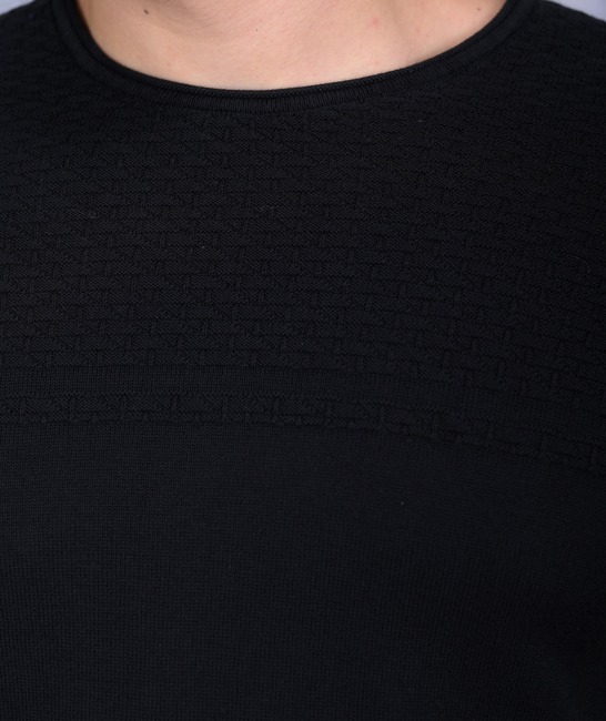 Ανδρικό βαμβακερό πουλόβερ  μαύρο χρώμα