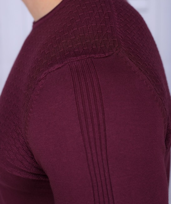 Ανδρικό βαμβακερό πουλόβερ σε μπορντό χρώμα 