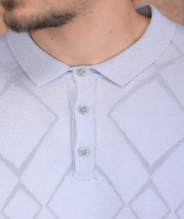 Πουλόβερ λευκό γκρι με γιακά 