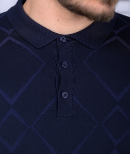 Ανδρικό πουλόβερ σκούρο μπλε με ρομβοειδές 