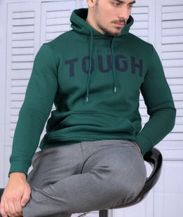 Πράσινο ανδρικό φούτερ με στάμπα TOUGH