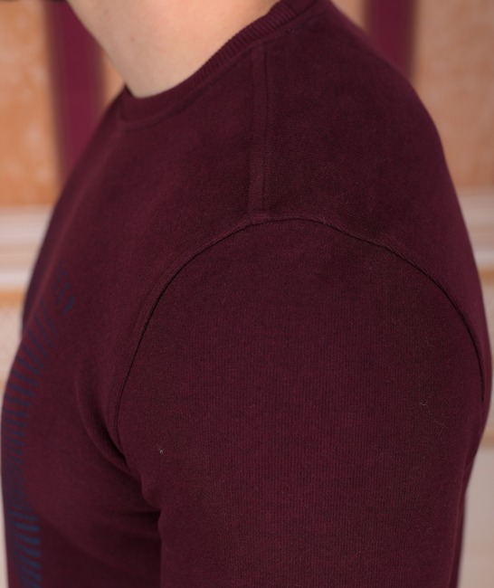 Ανδρική κομψή μπλούζα με στάμπα χρώμα μπορντό 