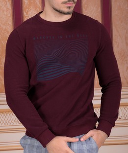 Ανδρική κομψή μπλούζα με στάμπα χρώμα μπορντό 