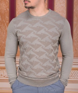 Μπεζ πουλόβερ με τριγωνικά σχήματα 